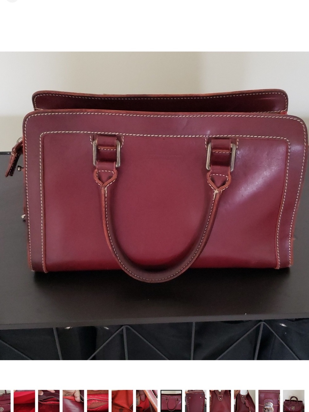 Dooney & Bourke Burgundy Leather Satchel with Brass Lock ALTO - Picture 8 of 12
